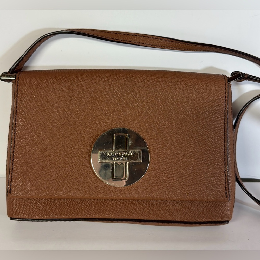 KATE SPADE NEWBURY LANE CROSSBODY SAFFIANO LEATHER BROWN COLOR - Picture 3 of 11
